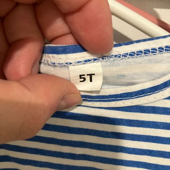 RETSUGO Little Girls A-Line Dress Cute Rainbow Dress, Blue/White, Size 5T - Picture 4 of 4